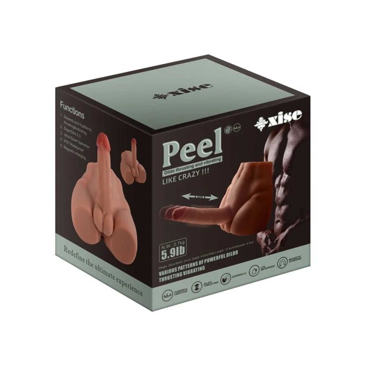 REALISTISCHER DILDO-MASTURBATOR MIT FRONTPOSITION UND STOSSFUNKTION, 17,5 CM VON XISE