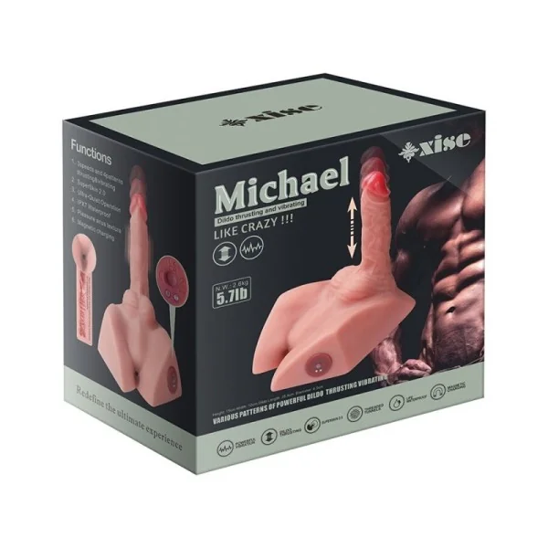 MICHAEL REALISTISCHER DILDO UND ANUSMASTURBATOR MIT STOSSFUNKTION, 15 CM VON XISE