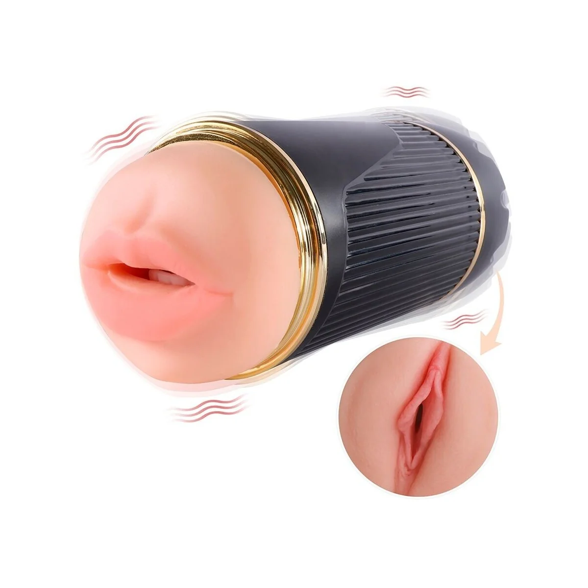 KAY DOPPELMASTURBATOR MIT DOPPELTER MUND- UND VAGINAVIBRATION VON SHEQU