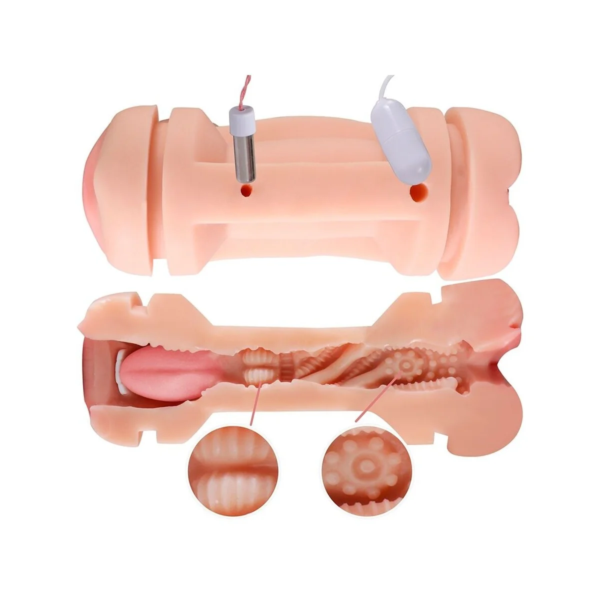 KAY DOPPELMASTURBATOR MIT DOPPELTER MUND- UND VAGINAVIBRATION VON SHEQU