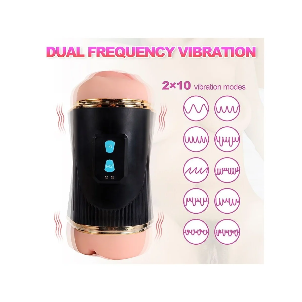 KAY DOPPELMASTURBATOR MIT DOPPELTER MUND- UND VAGINAVIBRATION VON SHEQU