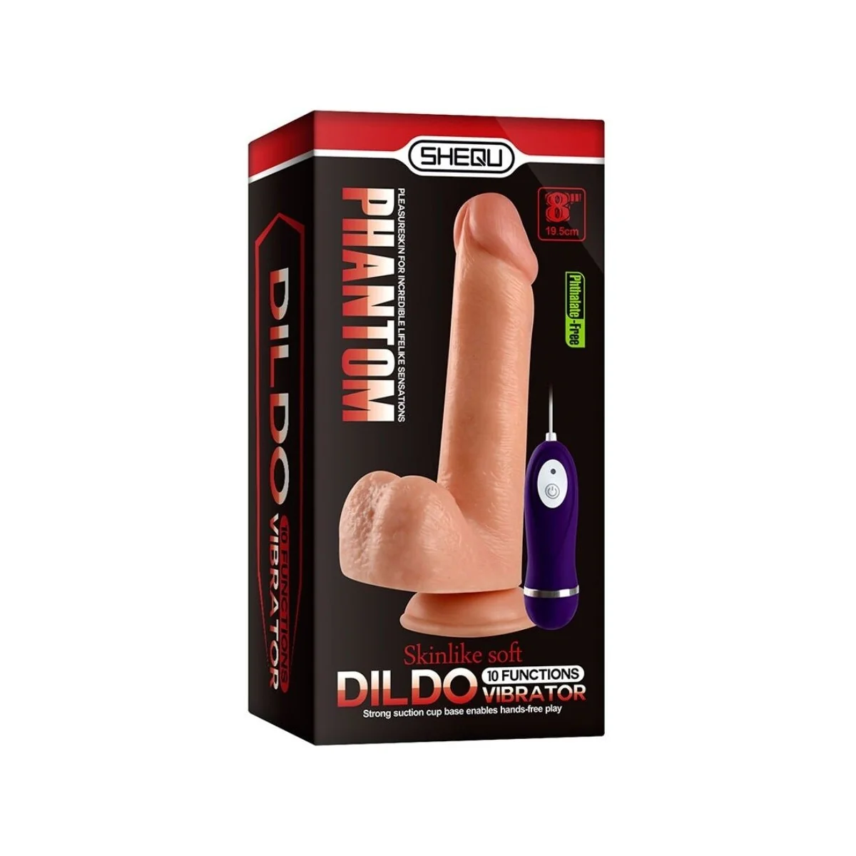 PHANTOM VIBRIERENDER DILDO MIT FERNBEDIENUNG 20 CM VON SHEQU
