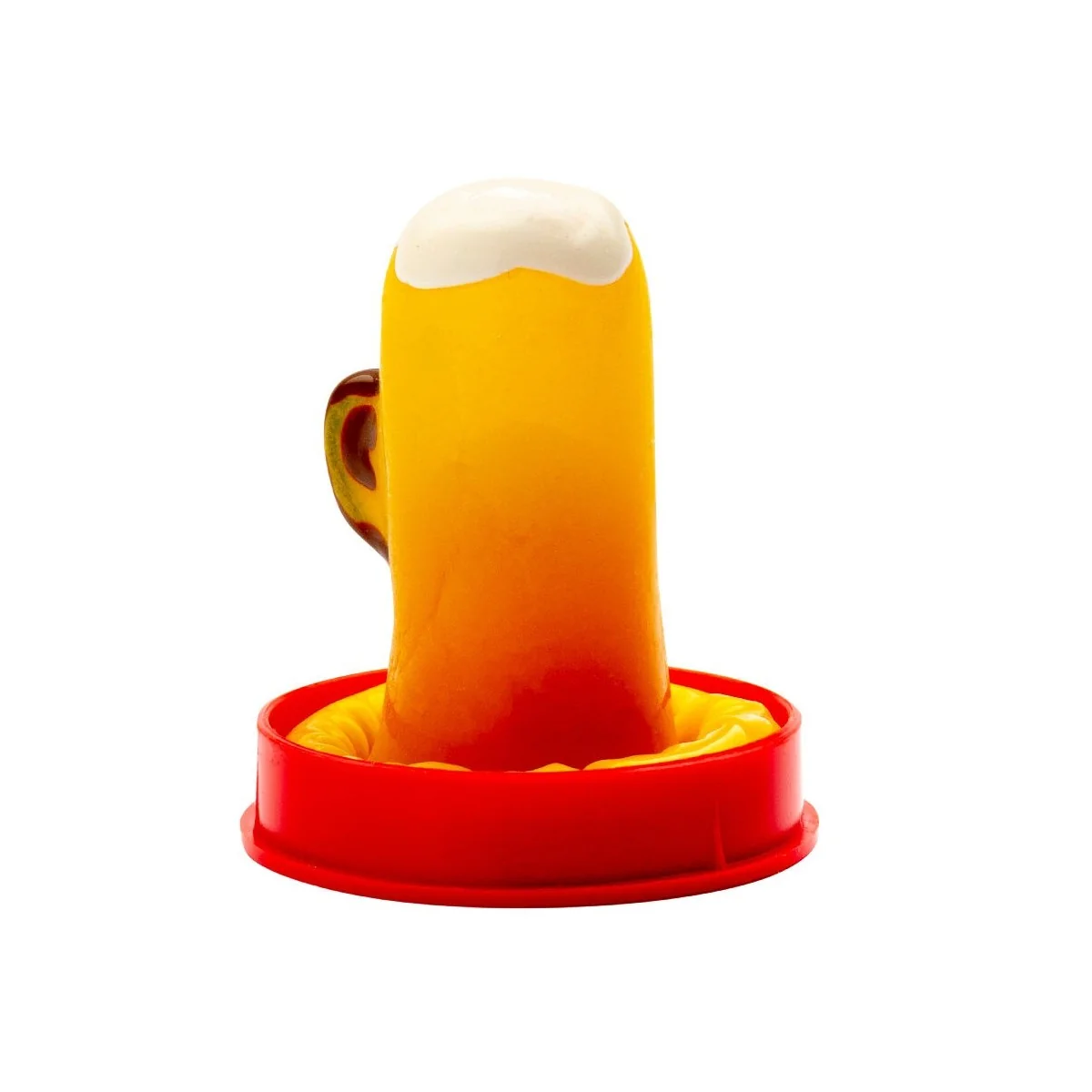 HANDBEMALTES KONDOM EIN GLAS BIER VON KONDOMERIE