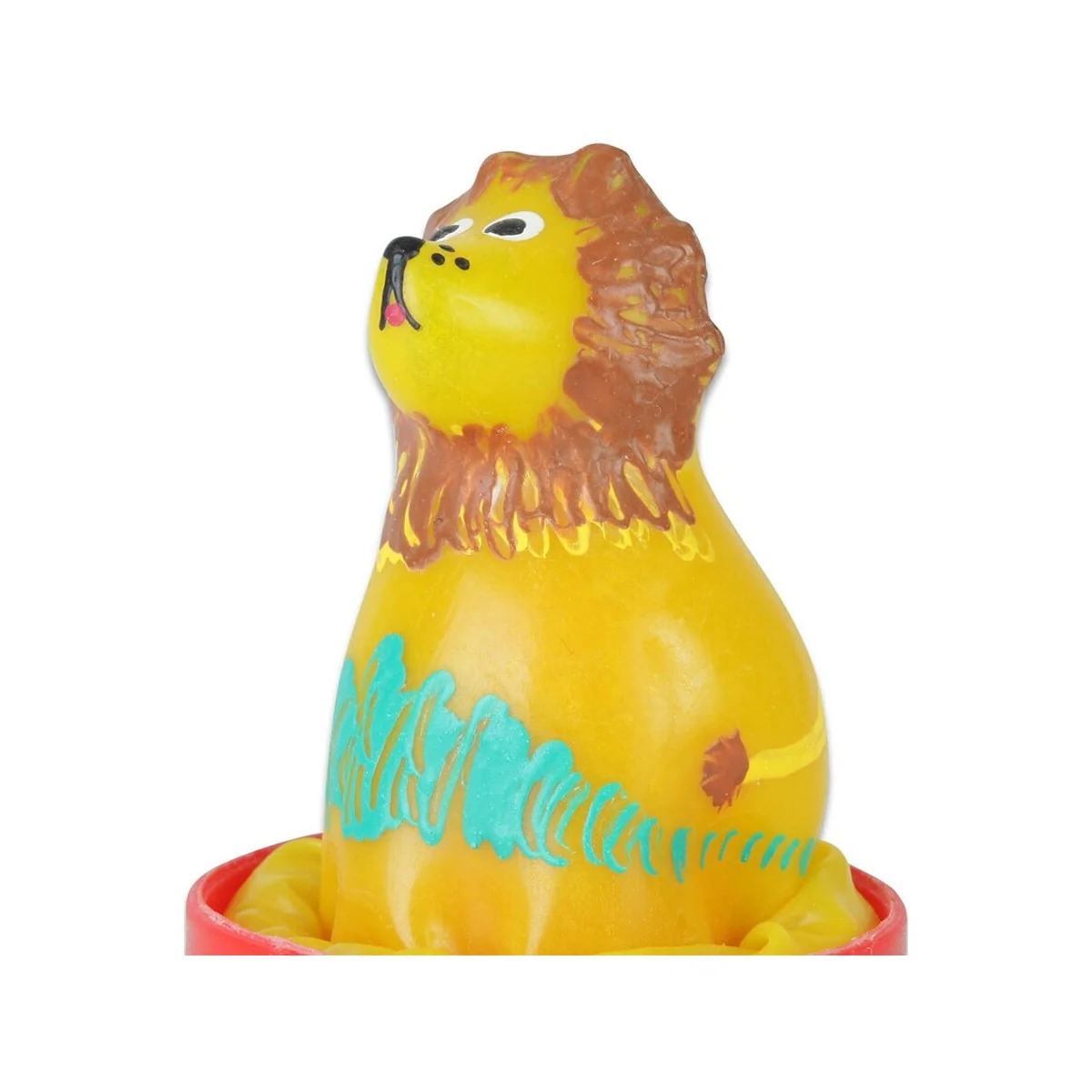 HANDBEMALTES KONDOM SITZENDER LÖWE VON KONDOMERIE