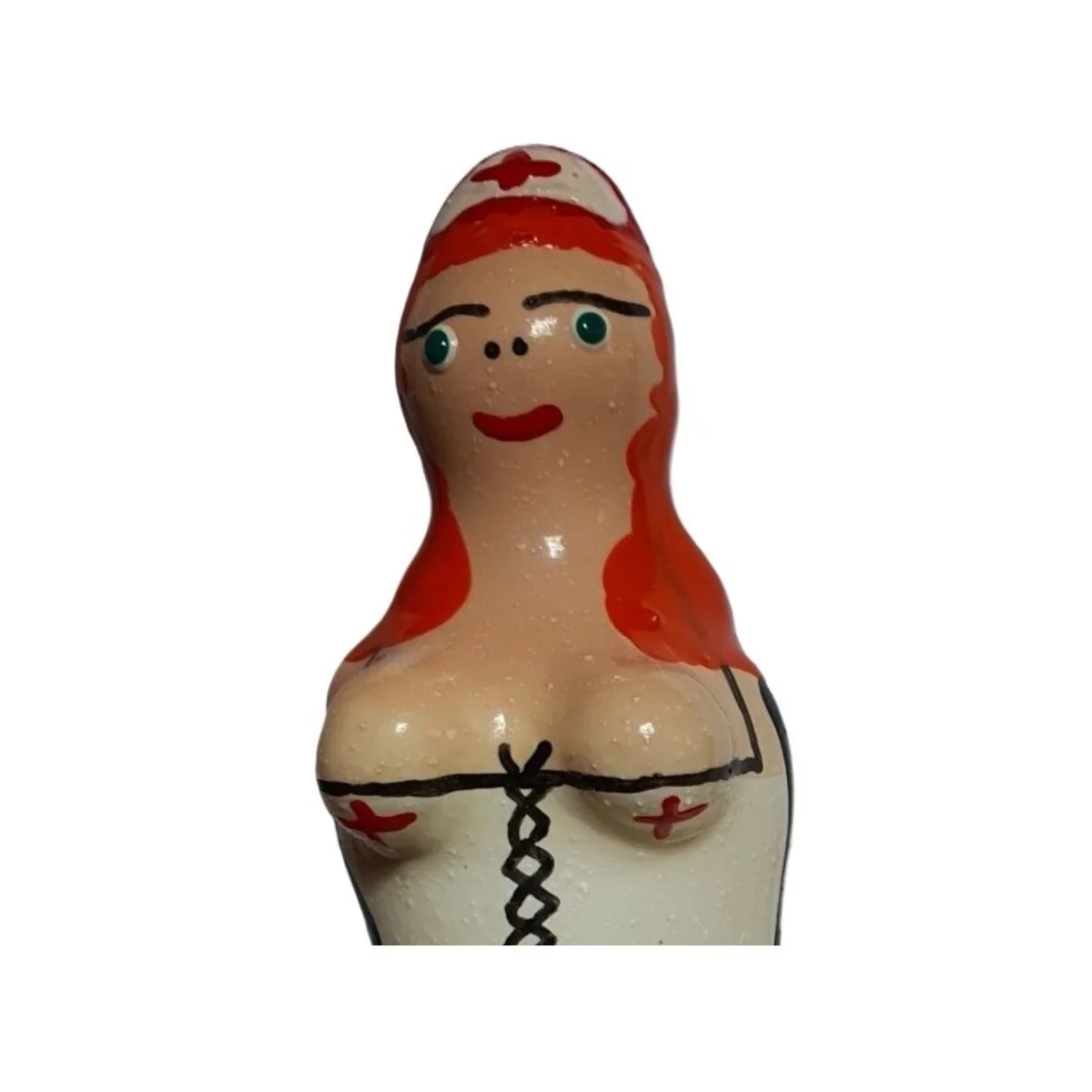 HANDBEMALTES KONDOM KRANKENSCHWESTER ROTHAARIG VON KONDOMERIE