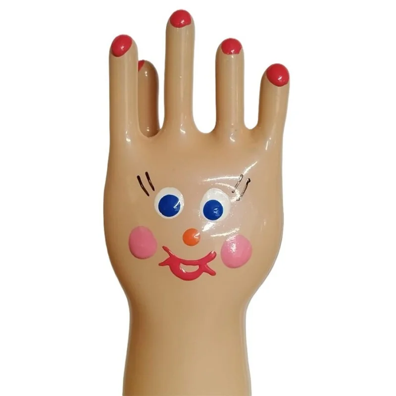 HANDBEMALTES KONDOM GROSSE GLÜCKLICHE HAND XL VON KONDOMERIE