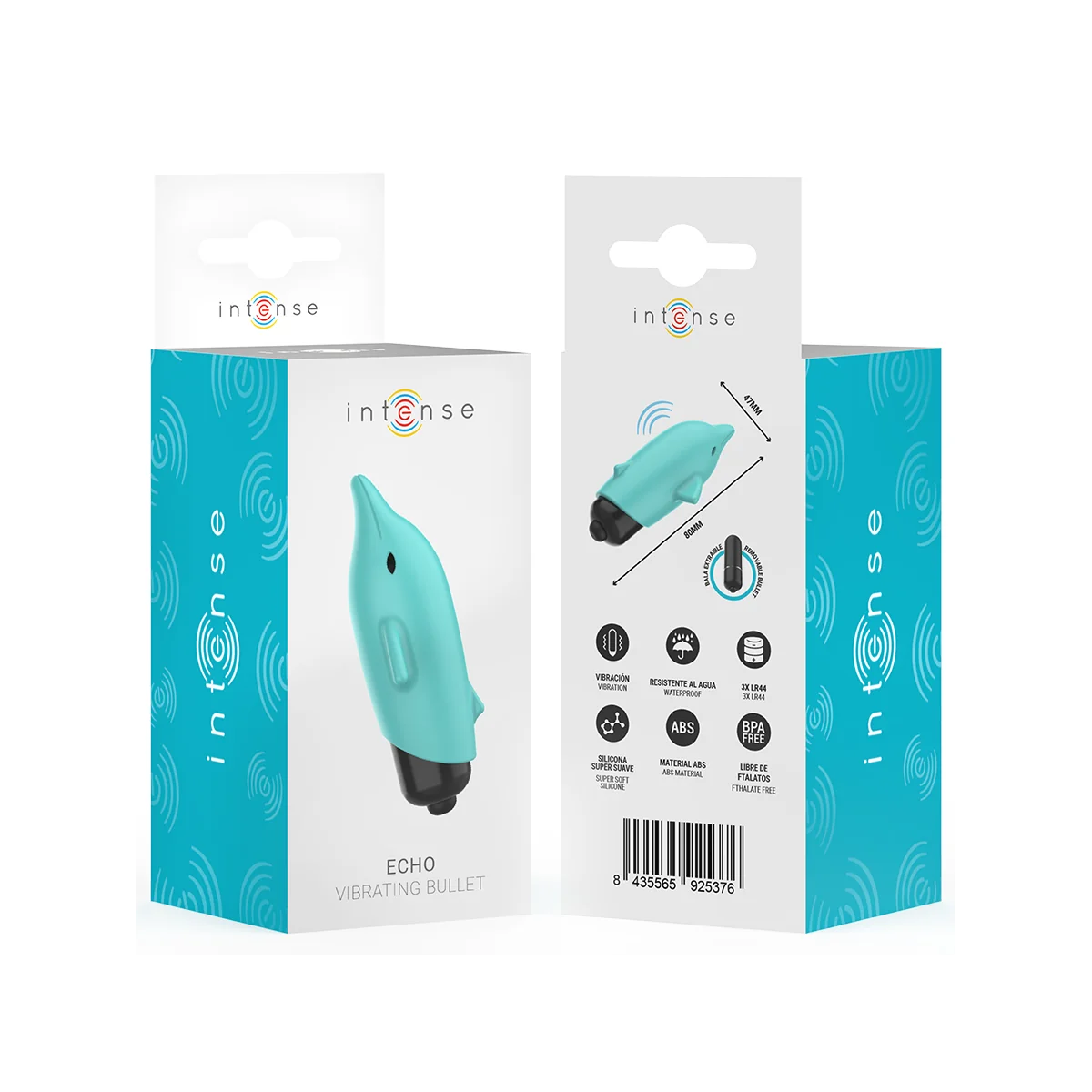 ECHO VIBRIERENDES BULLET DELPHIN BLAU 8 X 4,7 CM VON INTENSE FUN