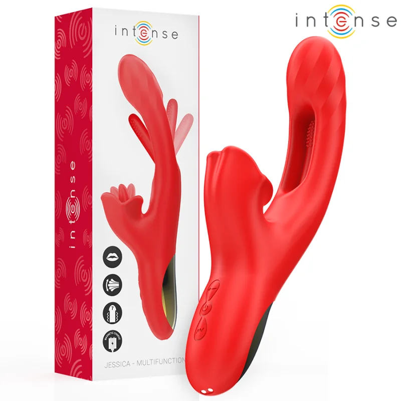 JESSICA MULTIFUNKTIONSVIBRATOR KLITORISSTIMULATION 24,8 CM ROT VON INTENSE FUN