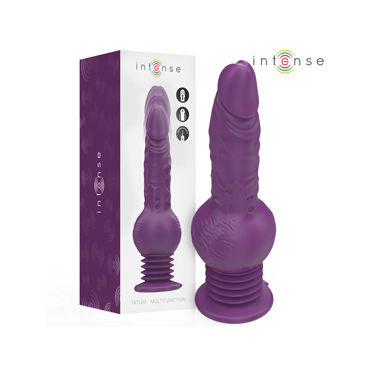 TATUM MULTIFUNKTIONSVIBRATOR MIT AUF- UND ABVIBRATION 24 CM LILA VON INTENSE FUN