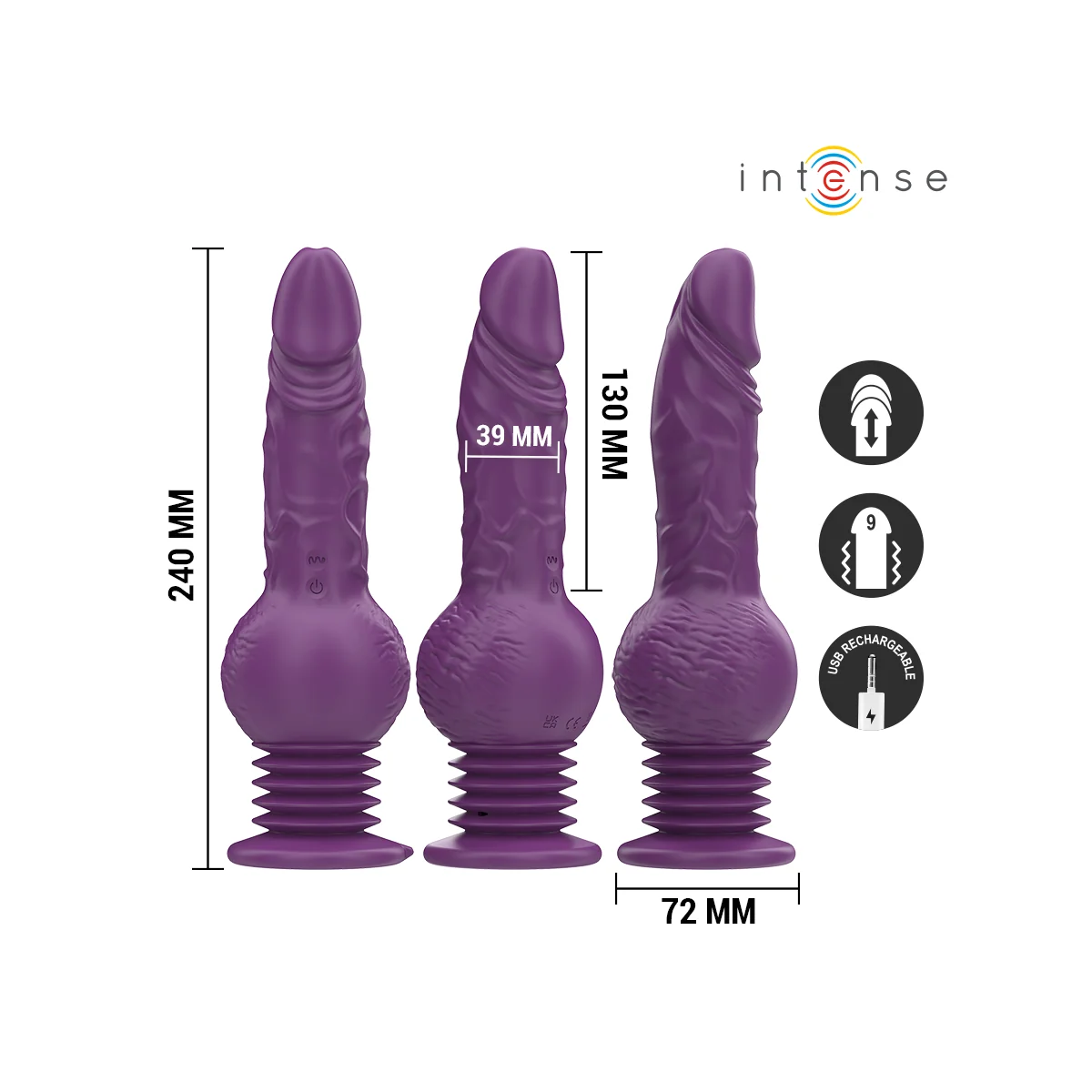 TATUM MULTIFUNKTIONSVIBRATOR MIT AUF- UND ABVIBRATION 24 CM LILA VON INTENSE FUN