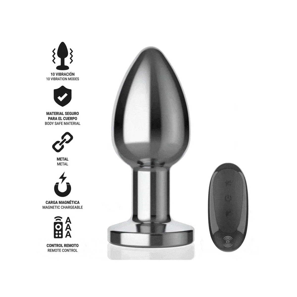 ANAL PLUG 10 VIBRATIONEN METALL MIT FERNBEDIENUNG L VON INTENSE ANAL TOYS