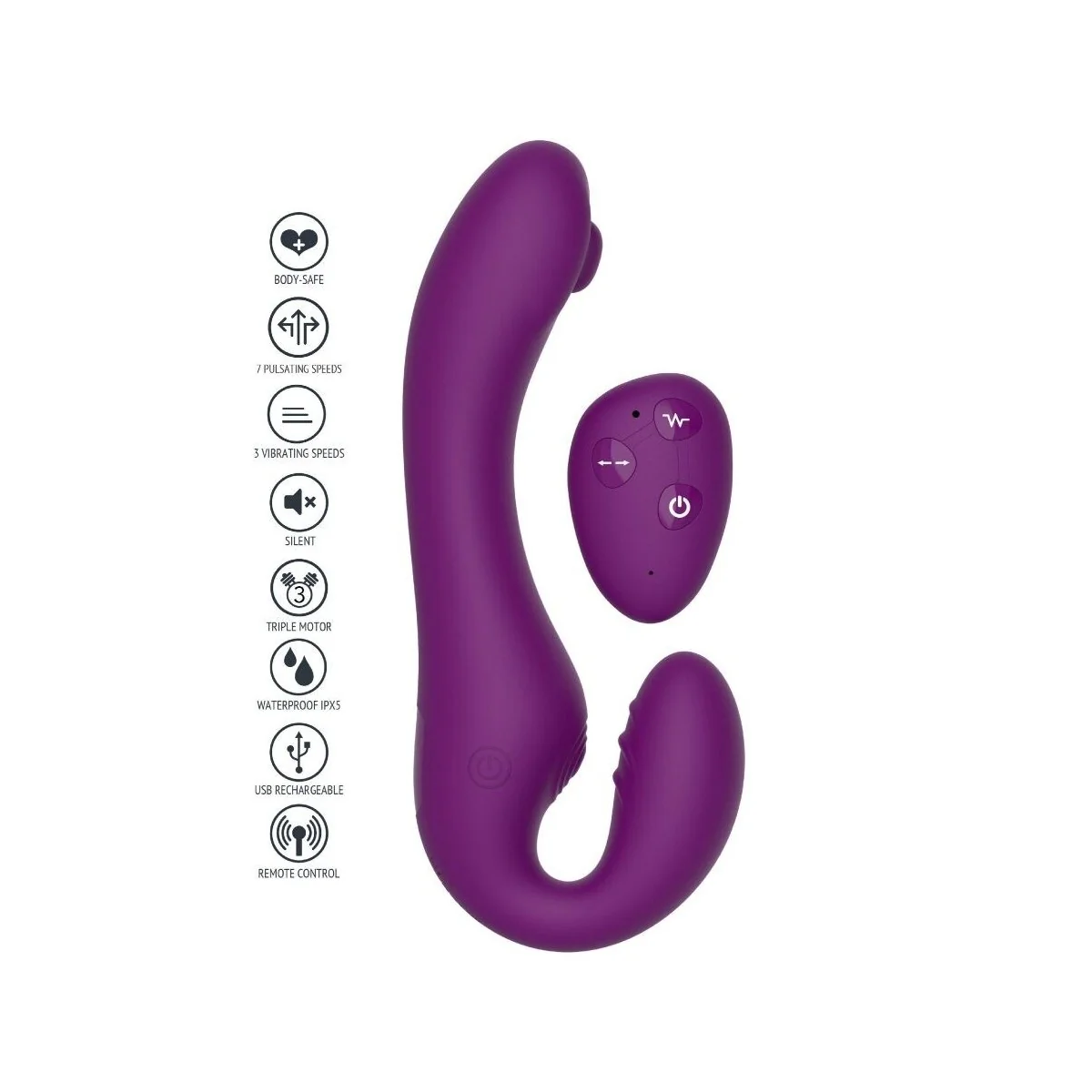 2 IN 1 STRAPLESS STRAP-ON VIBRATOR MIT FERNBEDIENUNG LILA VON XOCOON