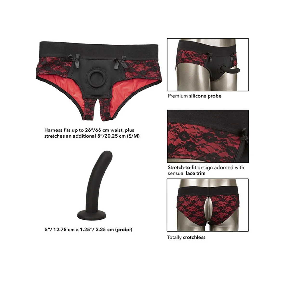 SCANDAL CROTCHLESS PANTIES SET MIT DILDO GRÖSSE S/M VON CALEXOTICS