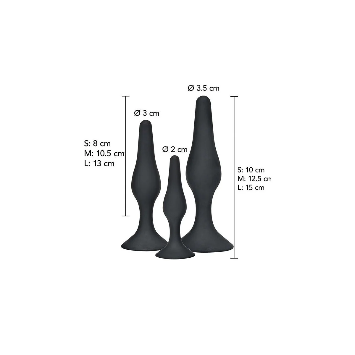 ANAL PLAY CURVY COMPANIONS ANAL PLUG 3 STÜCK SCHWARZ VON TOYJOY