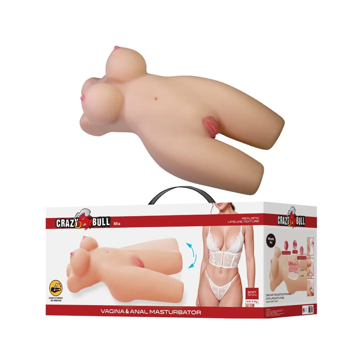 MIA REALISTISCHER WEIBLICHER TORSO VAGINA UND ANAL 8,5 KG VON CRAZY BULL