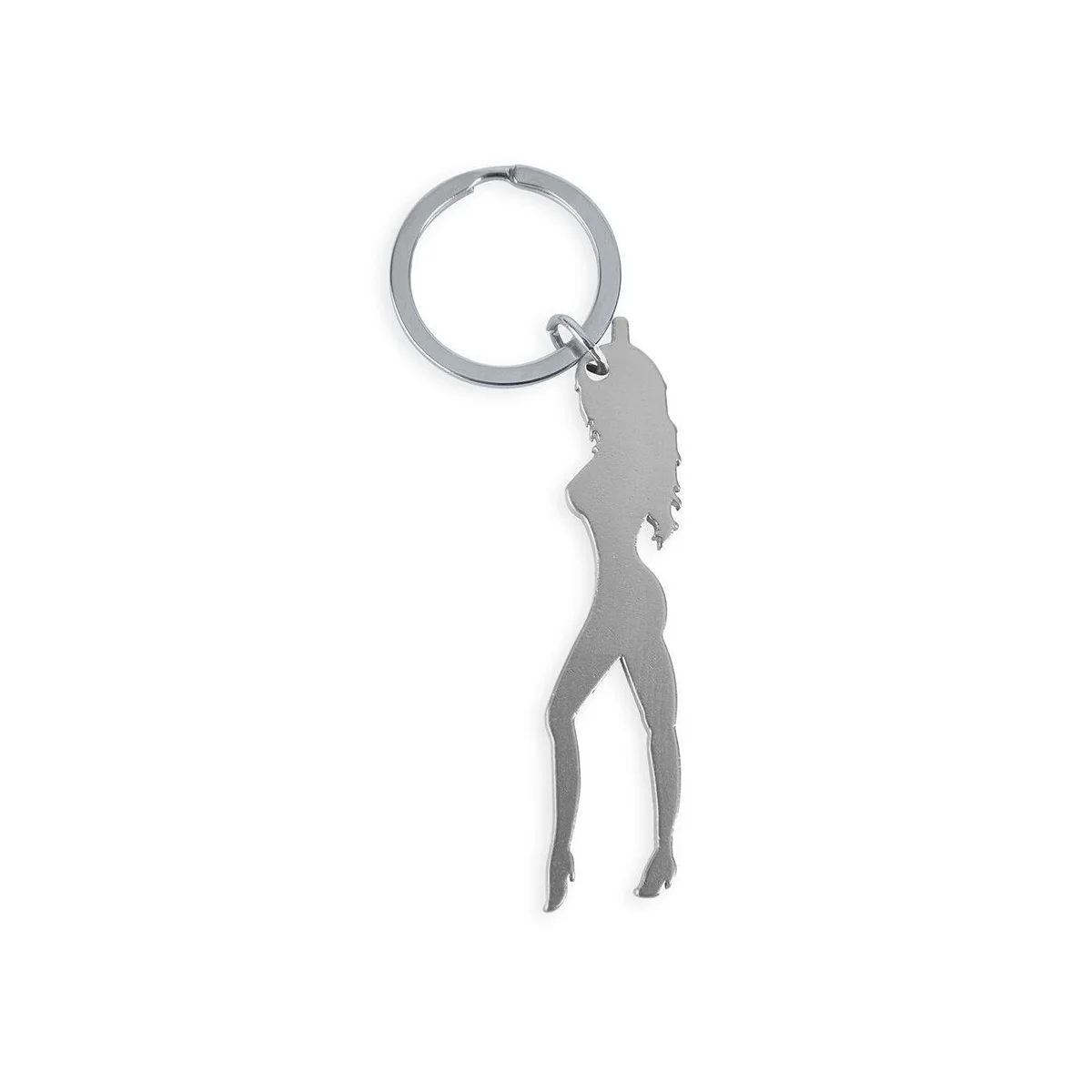 SCHLÜSSELANHÄNGER MIT WEIBLICHER SILHOUETTE IN SILBERFARBE MIT BIERÖFFNER VON DIABLO PICANTE