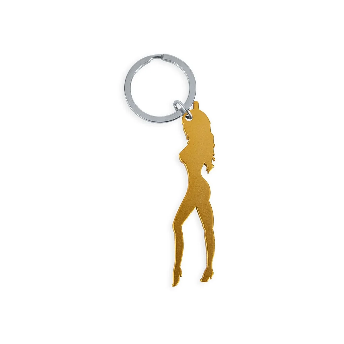 SCHLÜSSELANHÄNGER MIT WEIBLICHER SILHOUETTE IN GOLDFARBE MIT BIERÖFFNER VON DIABLO PICANTE