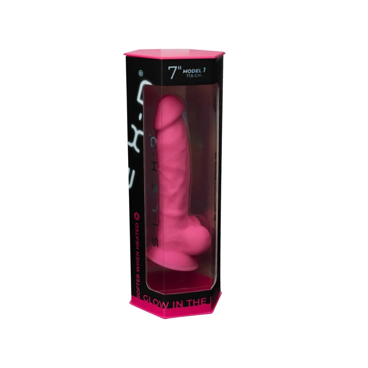 MODELL 1 REALISTISCHER PENIS PREMIUM-SILIKON SILEXPAN FLUORESZIERENDES ROSA 17,5 CM VON SILEXD