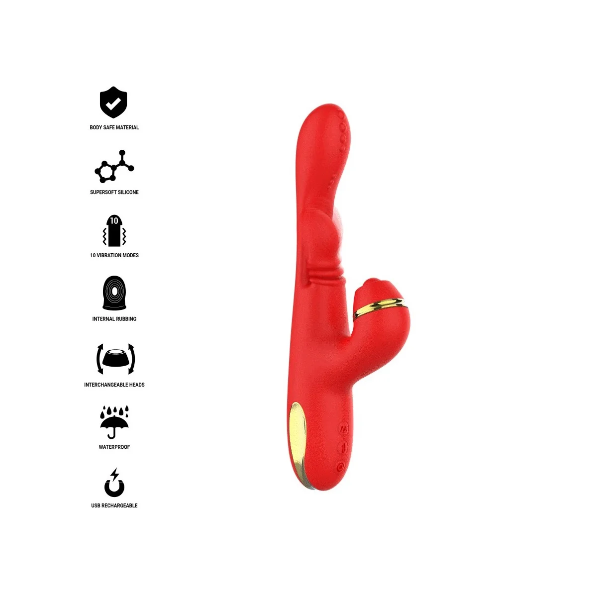 KATY MULTIFUNKTIONS-KLITORIS-STIMULATOR 4 AUSTAUSCHBARE KÖPFE ROT VON INTENSE FUN