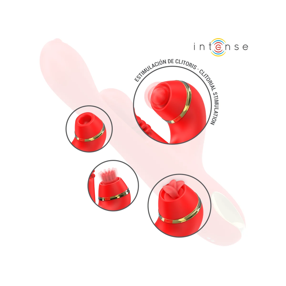 KATY MULTIFUNKTIONS-KLITORIS-STIMULATOR 4 AUSTAUSCHBARE KÖPFE ROT VON INTENSE FUN