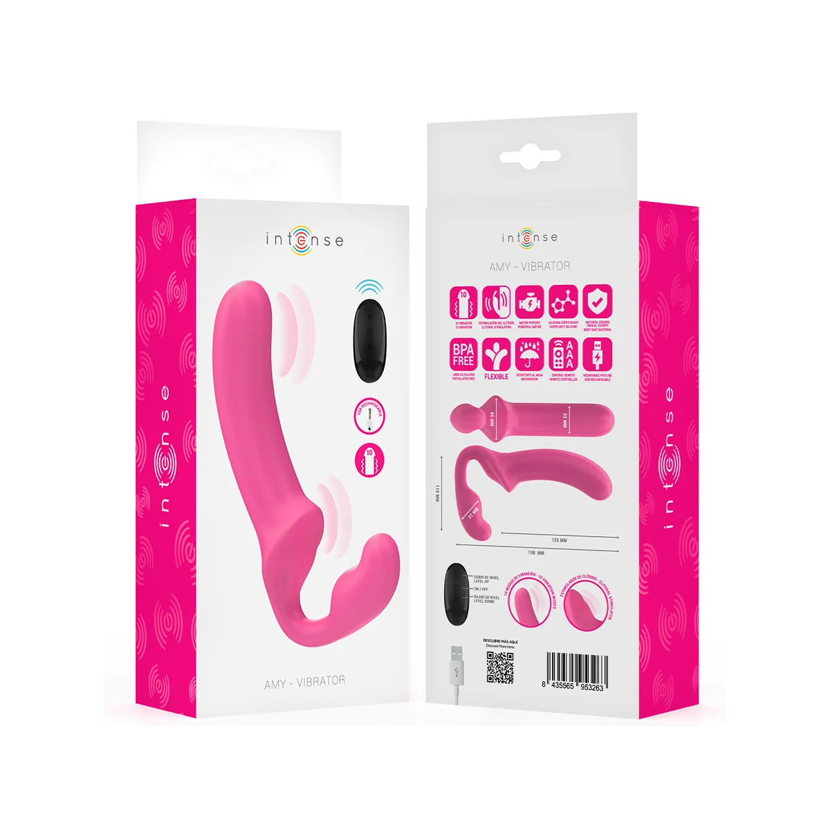 AMY DOPPELVIBRATOR 20 CM ROSA MIT FERNBEDIENUNG VON INTENSE FUN