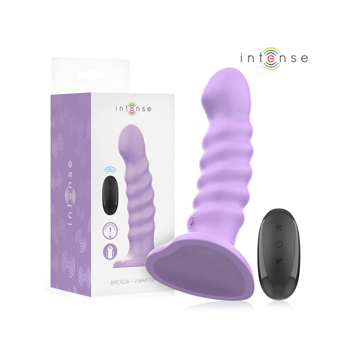 BRENDA VIBRATOR GRÖSSE M SPIRALENDESIGN 10 VIBRATIONEN LILA MIT FERNBEDIENUNG VON INTENSE FUN