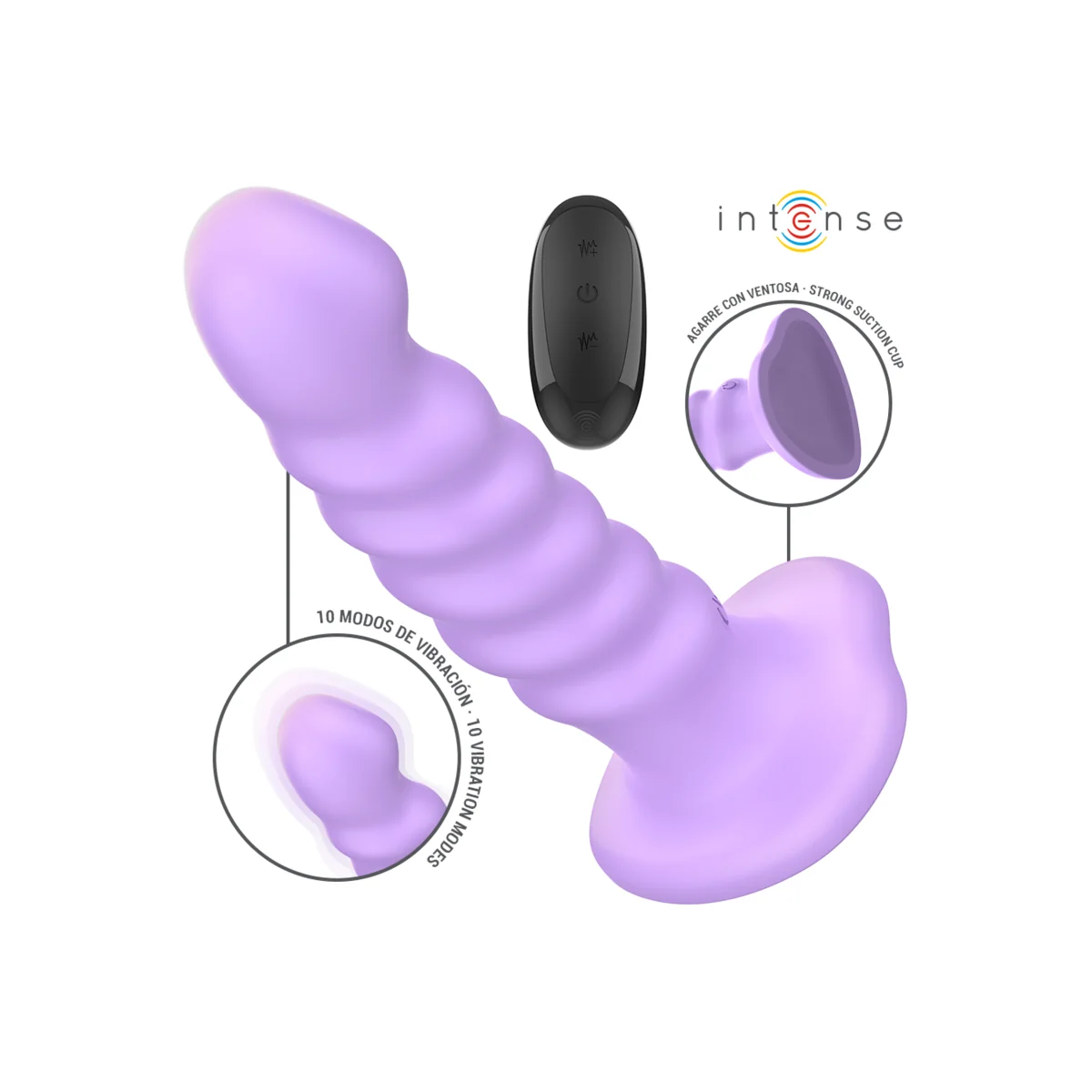 BRENDA VIBRATOR GRÖSSE M SPIRALENDESIGN 10 VIBRATIONEN LILA MIT FERNBEDIENUNG VON INTENSE FUN