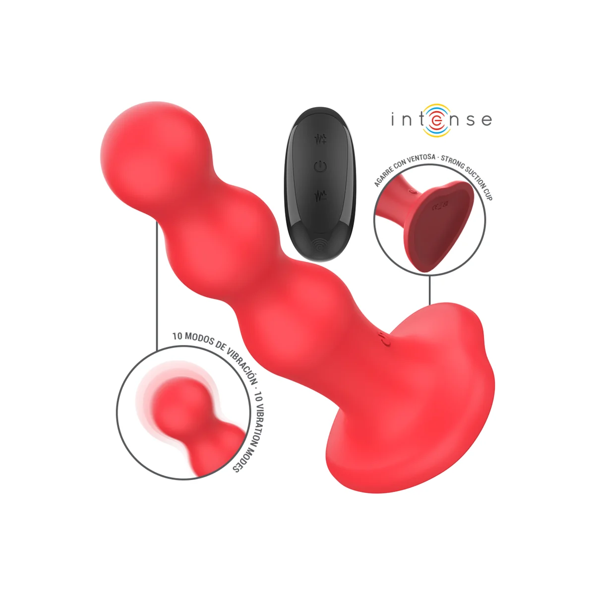 CODY VIBRATOR MIT SAUGNÄPFEN ROTE MIT FERNBEDIENUNG VON INTENSE FUN