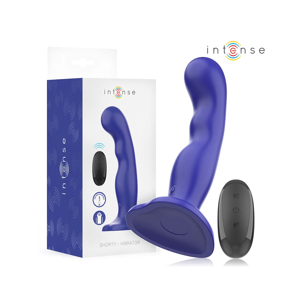 SHORTY VIBRATOR MIT SAUGNÄPFEN BLAU MIT FERNBEDIENUNG VON INTENSE FUN