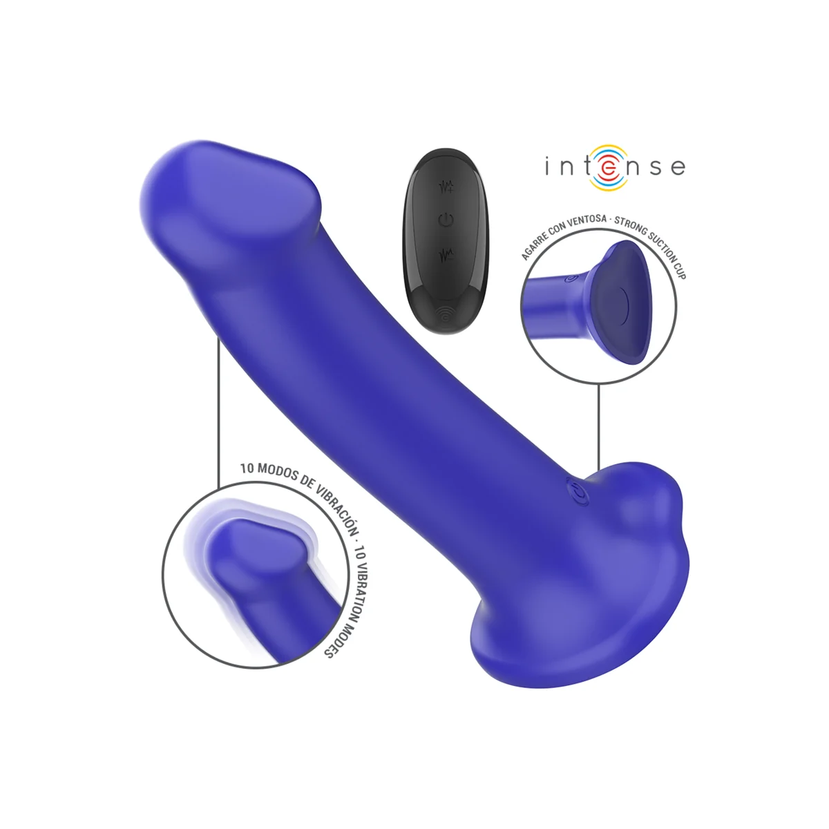 VICTORIA VIBRATOR MIT SAUGNAPF 10 VIBRATIONEN DUNKELBLAU MIT FERNBEDIENUNG VON INTENSE FUN