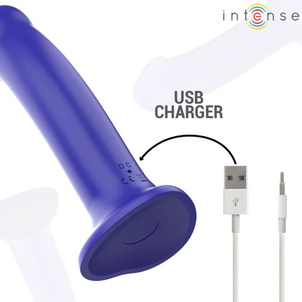 VICTORIA VIBRATOR MIT SAUGNAPF 10 VIBRATIONEN DUNKELBLAU MIT FERNBEDIENUNG VON INTENSE FUN