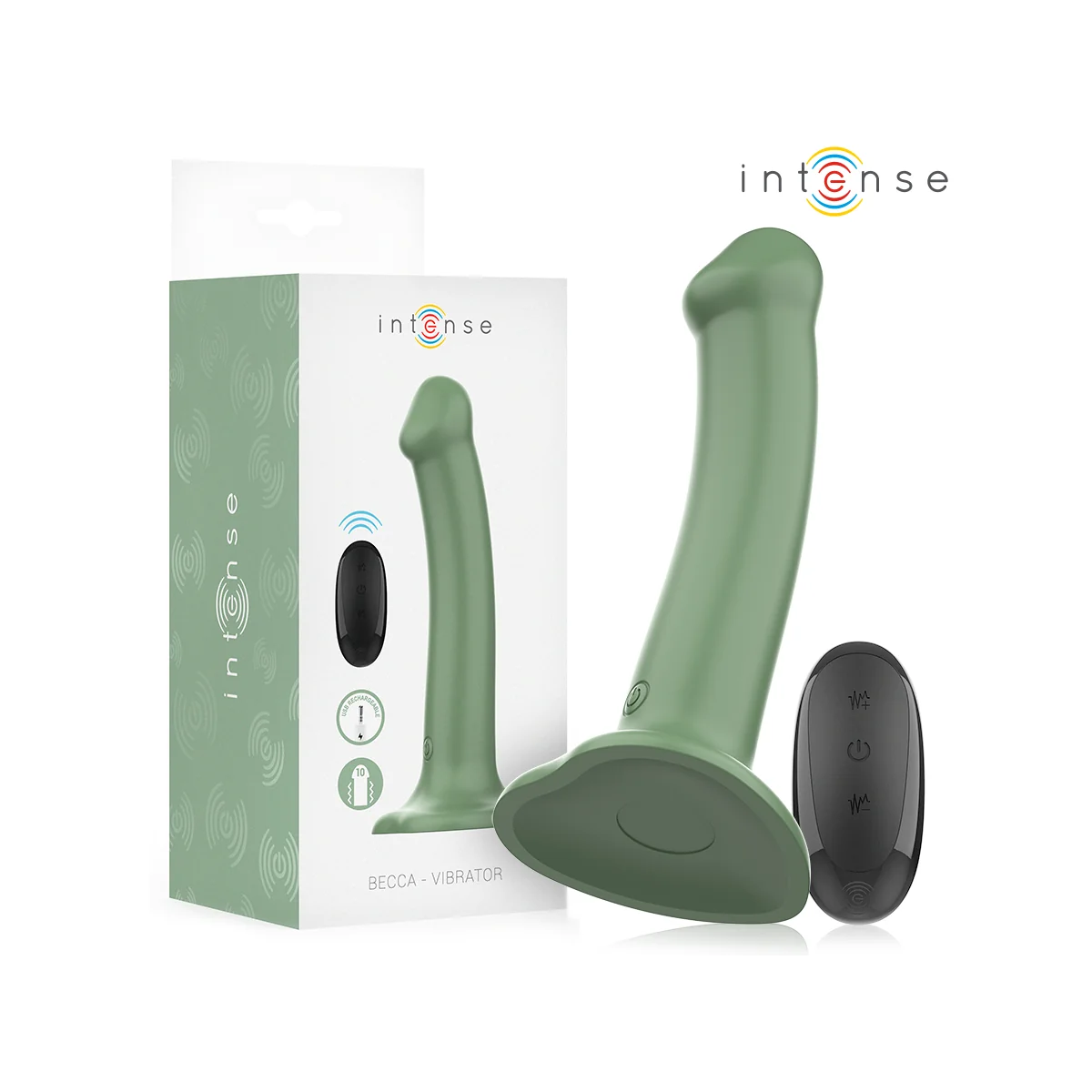 BECCA VIBRATOR MIT SAUGNAPF 10 VIBRATIONEN GRÜNE MIT FERNBEDIENUNG VON INTENSE FUN
