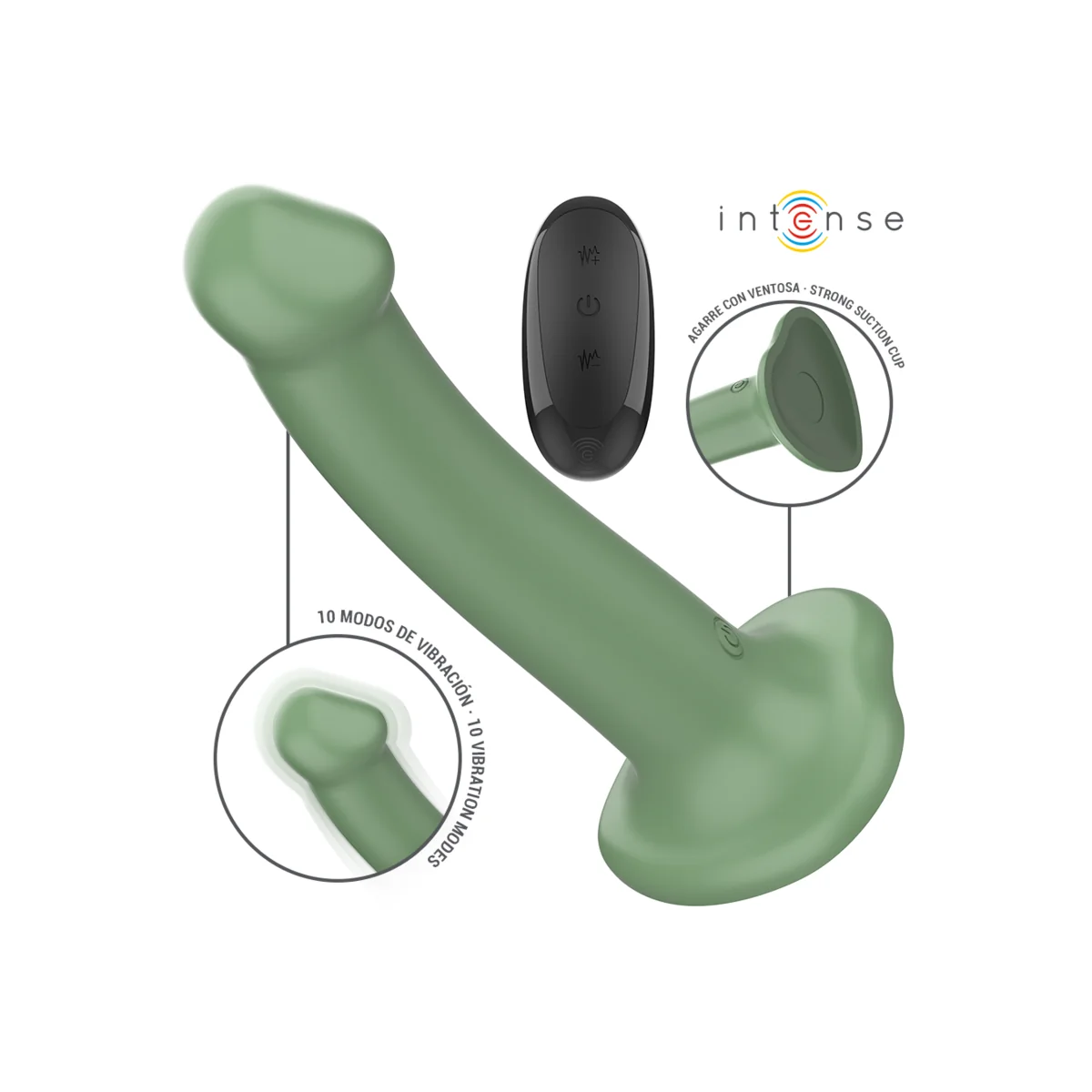 BECCA VIBRATOR MIT SAUGNAPF 10 VIBRATIONEN GRÜNE MIT FERNBEDIENUNG VON INTENSE FUN