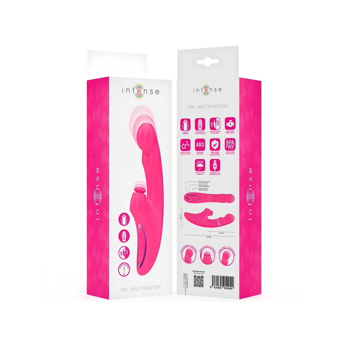 EMI VIBRATOR 13,5 CM MULTIFUNKTION 3 IN 1 10 VIBRATIONEN ROSA VON INTENSE FUN