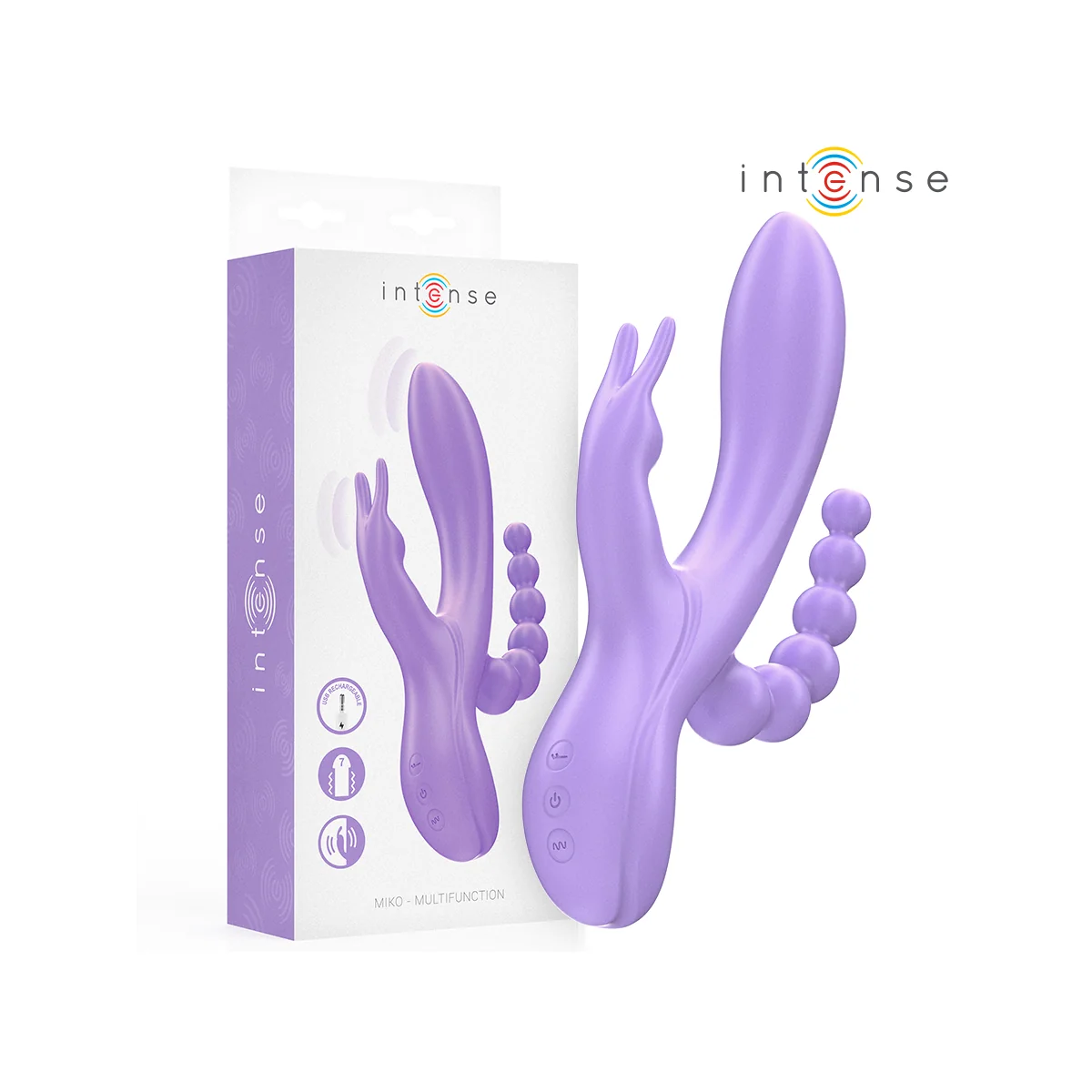 MIKO DREIFACHVIBRATOR RABBIT & STIMULATOR & ANAL 7 VIBRATIONEN LILA VON INTENSE FUN