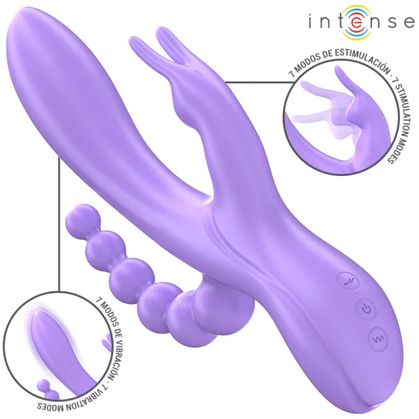 MIKO DREIFACHVIBRATOR RABBIT & STIMULATOR & ANAL 7 VIBRATIONEN LILA VON INTENSE FUN