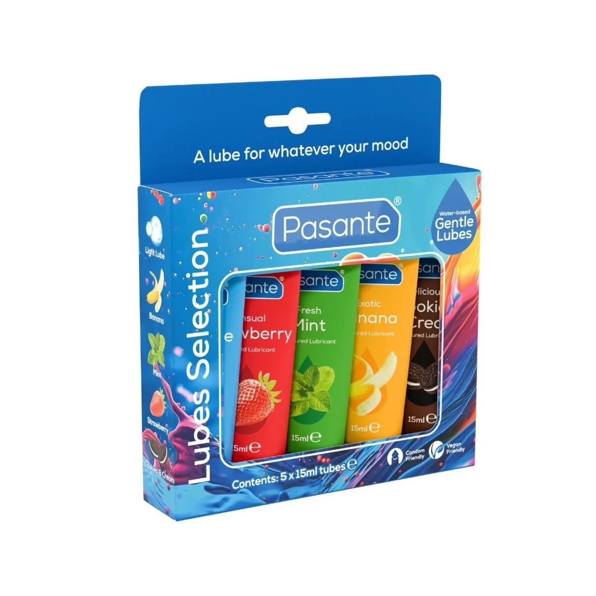 PACKUNG SORTIERTE GLEITMITTEL MIT GESCHMACK 5 STÜCK X 15 ML VON PASANTE