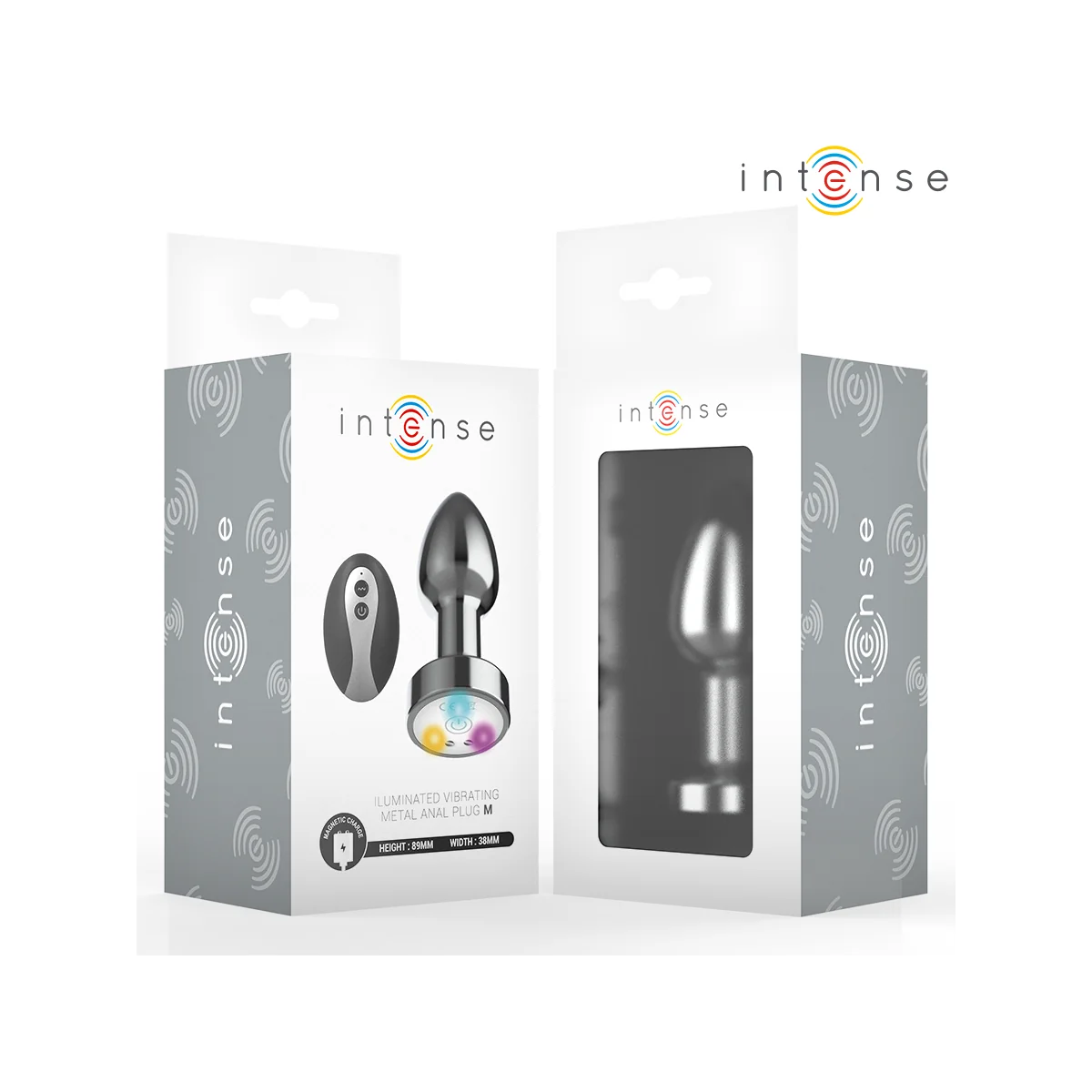 VIBRIERENDER ANALPLUG AUS METALL MIT LED-LEUCHTEN UND MIT FERNBEDIENUNG - GRÖSSE M VON INTENSE ANAL TOYS