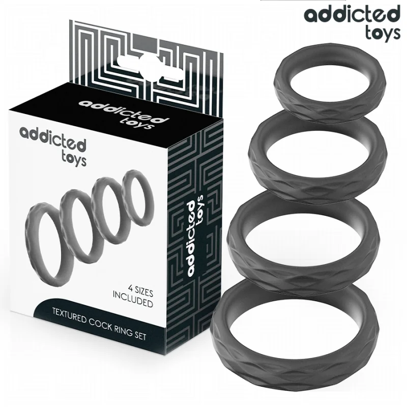 SET MIT STRUKTURIERTEM COCKRING IN 4 GRÖSSEN VON ADDICTED TOYS