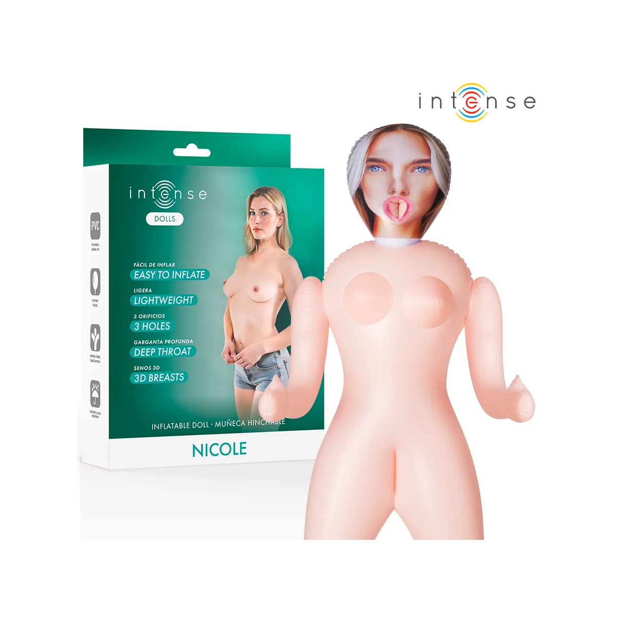 AUFBLASBARE PUPPE NICOLE MIT DREI ÖFFNUNGEN VON INTENSE DOLLS