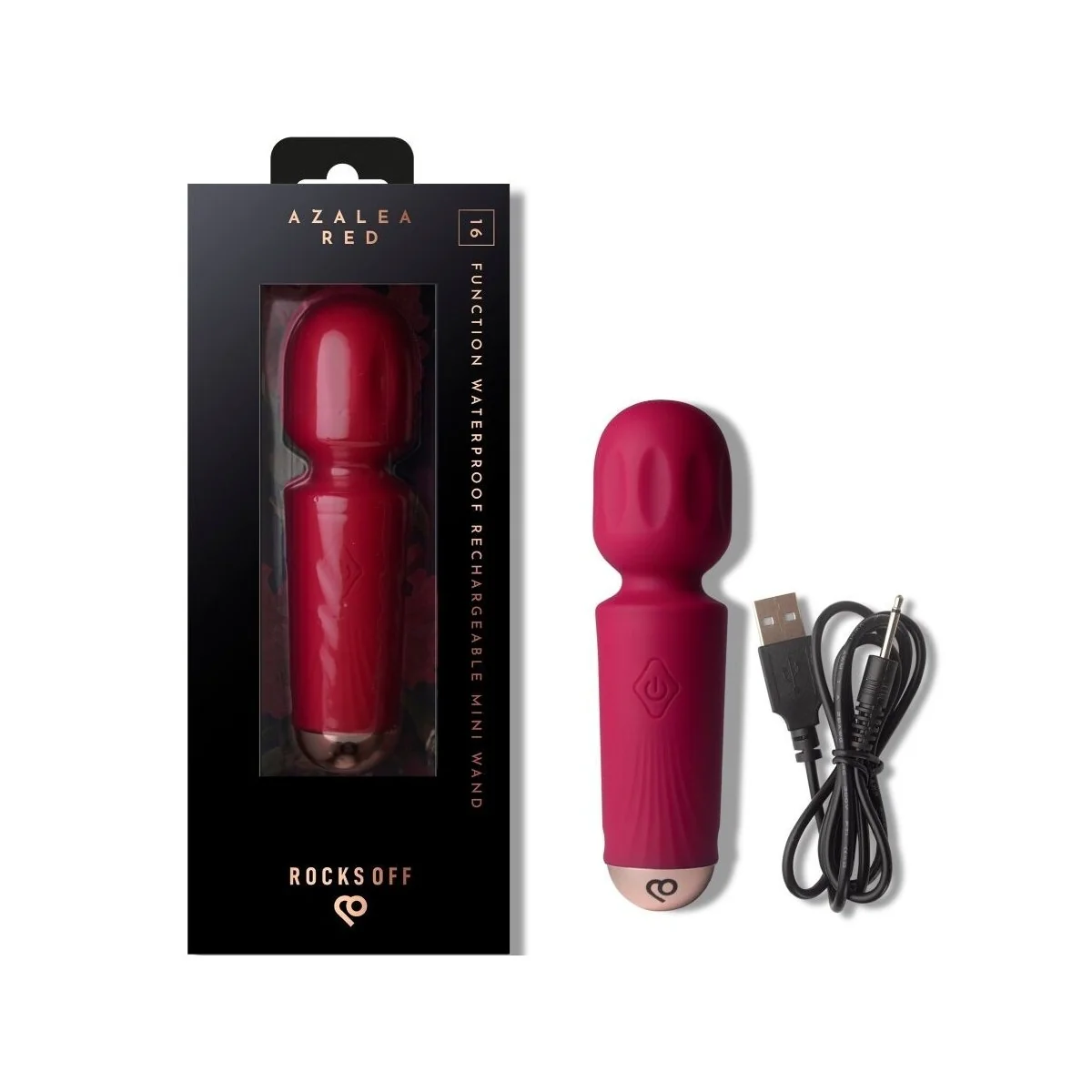 WIEDERAUFLADBARER MINI-ZAUBERSTAB MIT 16 FUNKTIONEN, AZALEENROT VON ROCKS-OFF