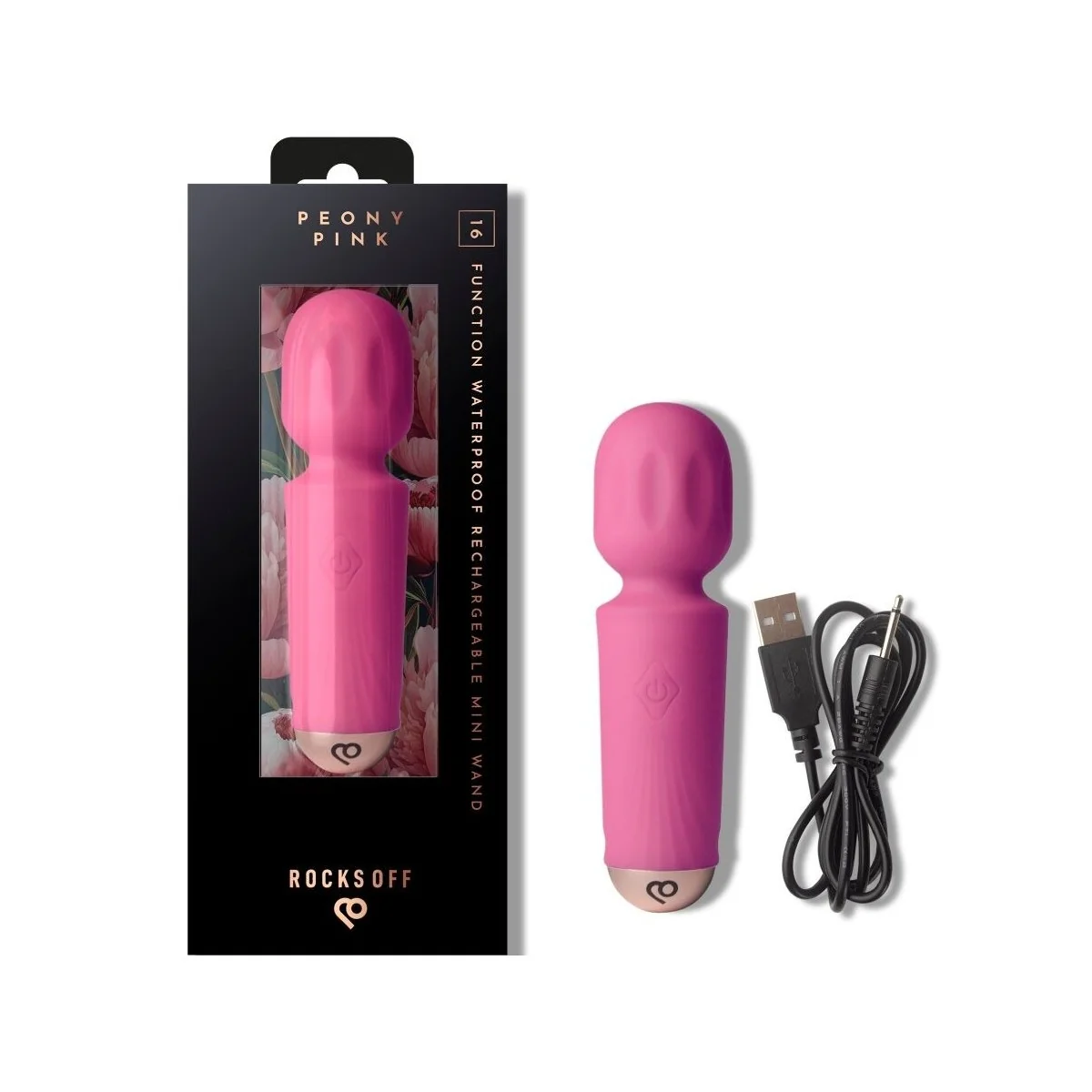 WIEDERAUFLADBARER MINI-ZAUBERSTAB MIT 16 FUNKTIONEN, PFINGSTROSENROSA VON ROCKS-OFF