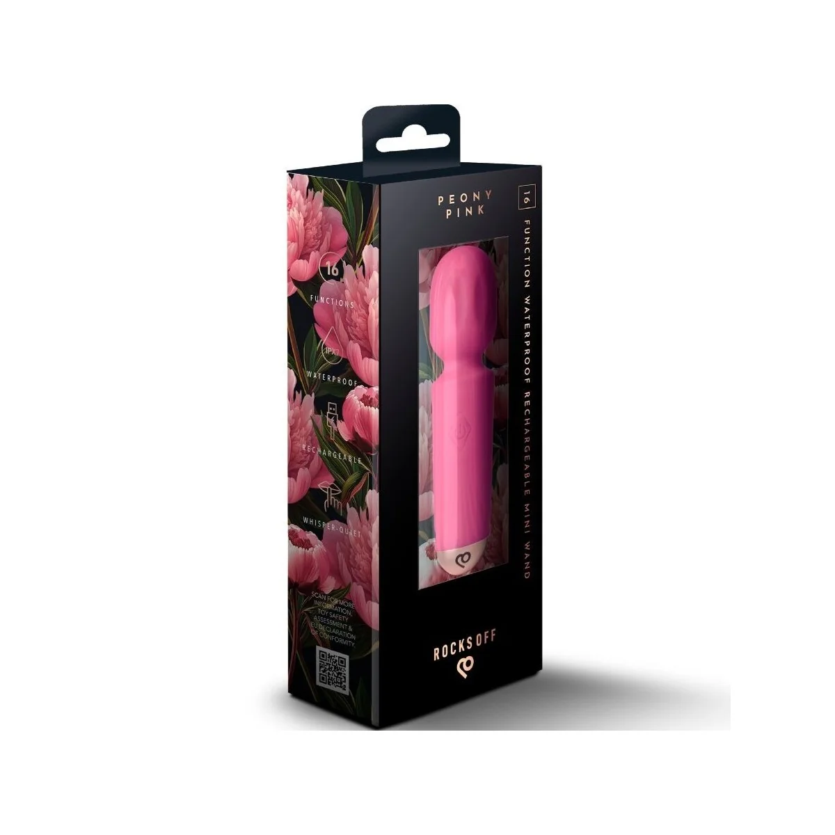 WIEDERAUFLADBARER MINI-ZAUBERSTAB MIT 16 FUNKTIONEN, PFINGSTROSENROSA VON ROCKS-OFF