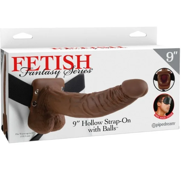 9 Hohl Strap-On mit Hoden 22,9 cm Braun von Fetish Fantasy Series kaufen | Fesselliebe