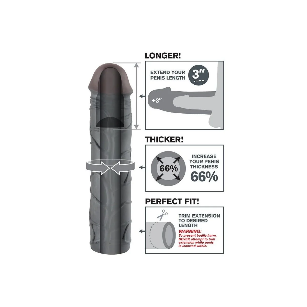 Mega 3 Verlängerung Schwarz von Fantasy X-Tensions kaufen | Fesselliebe