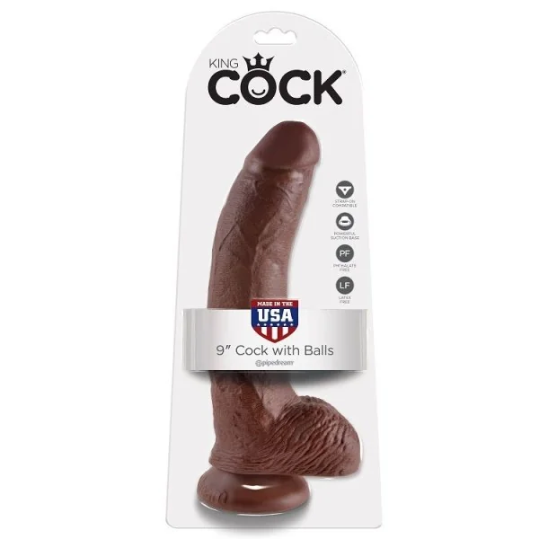 9 Dildo Braun mit Eier 22.9 cm von King Cock kaufen | Fesselliebe