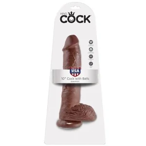 10 Dildo Braun mit Eier 25.4 cm von King Cock kaufen | Fesselliebe