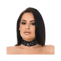 Lederhalsband mit Ring und Nieten von Bondage Play | Fesselliebe.de
