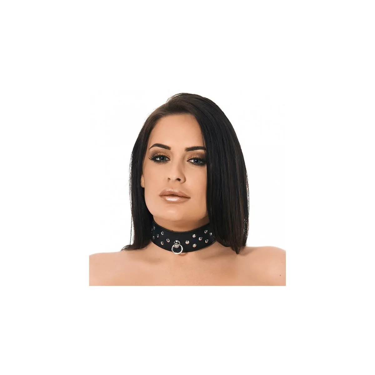 Lederhalsband mit Ring und Nieten von Bondage Play | Fesselliebe.de