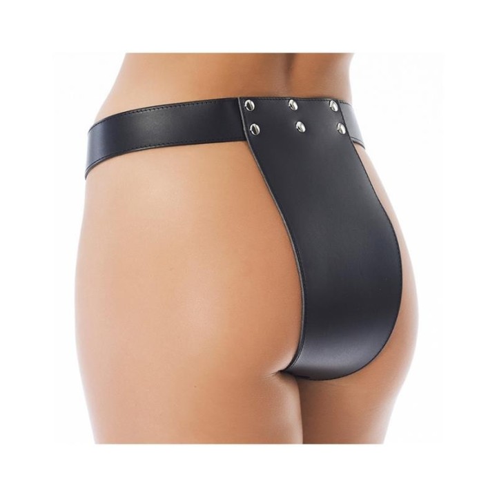 Leder-Keuschheitsslip mit Vorhängeschlössern von Bondage Play | Fesselliebe.de